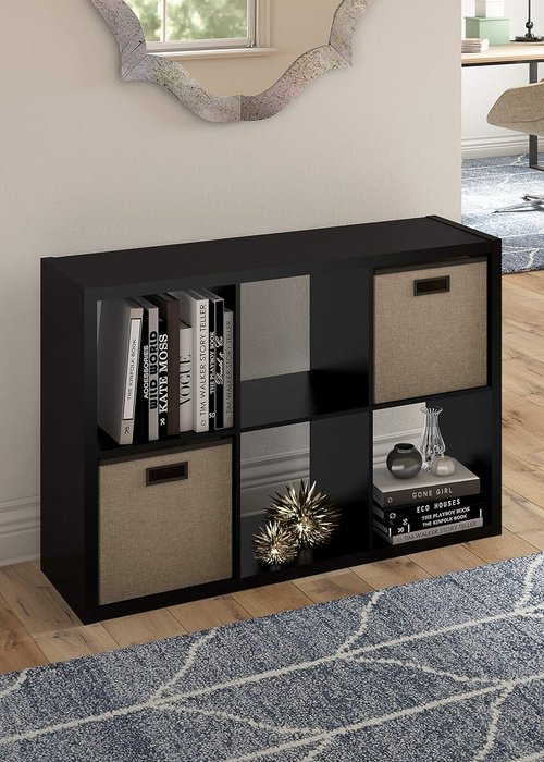 ClosetMaid 6-Cube Storage Shelf Organizer - Versatile Open Back Design, Easy Assembly, Black Wood Finish