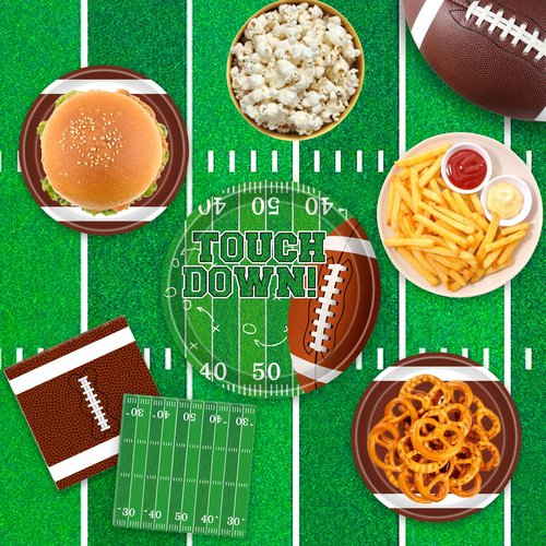 Football Party Decorations Football Party Supplies Kit Serve 24 Plates Napkins Cups Banner Tablecloth for Foot Ball Themed Birthday Gameday Decorations