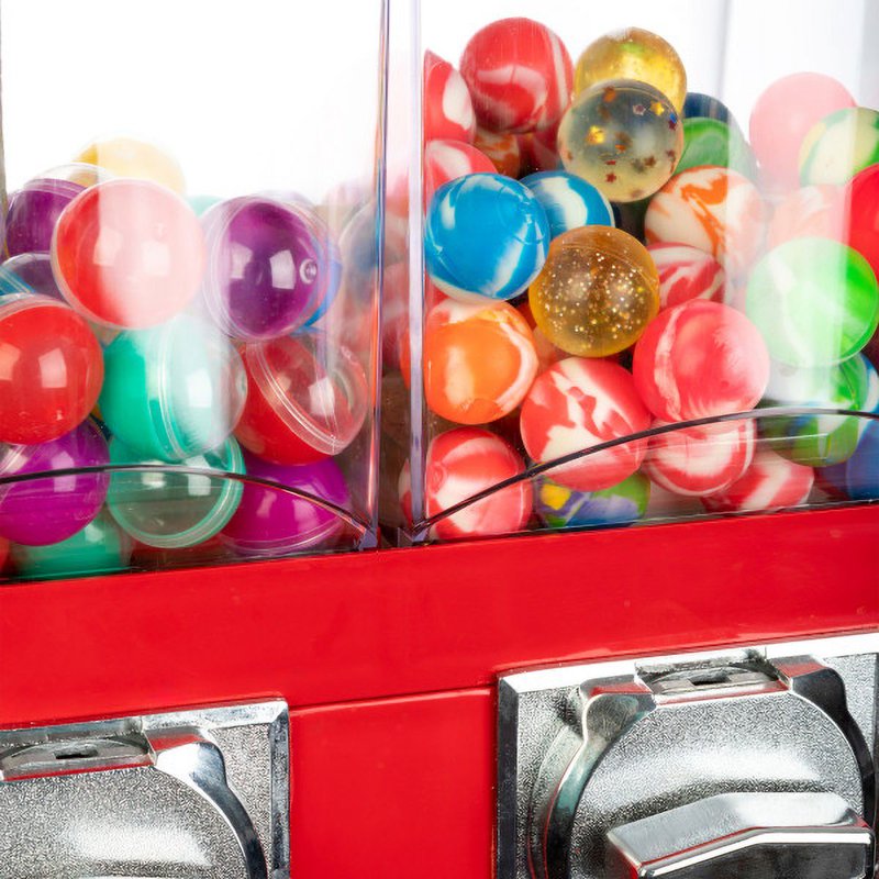 Triple Candy Dispenser Vending Machine with Stand - Red