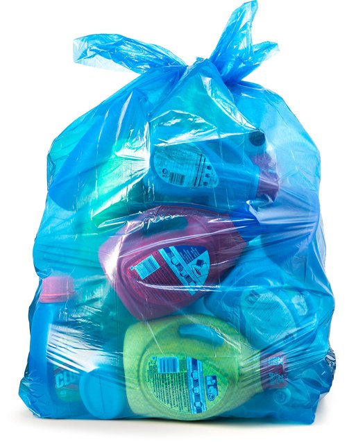 Recycling Trash Bags 55 Gallon, (50 count w/Ties) Large Blue Plastic Garbage Bags