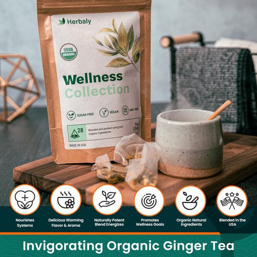 Herbaly Wellness Collection Tea - 8 Active Herbs - Improve General Health, Strengthen Immunity - Natural, Organic, Non-GMO, Vegan, Sugar Free - 3 Pack, 84 Pyramid Tea Bags