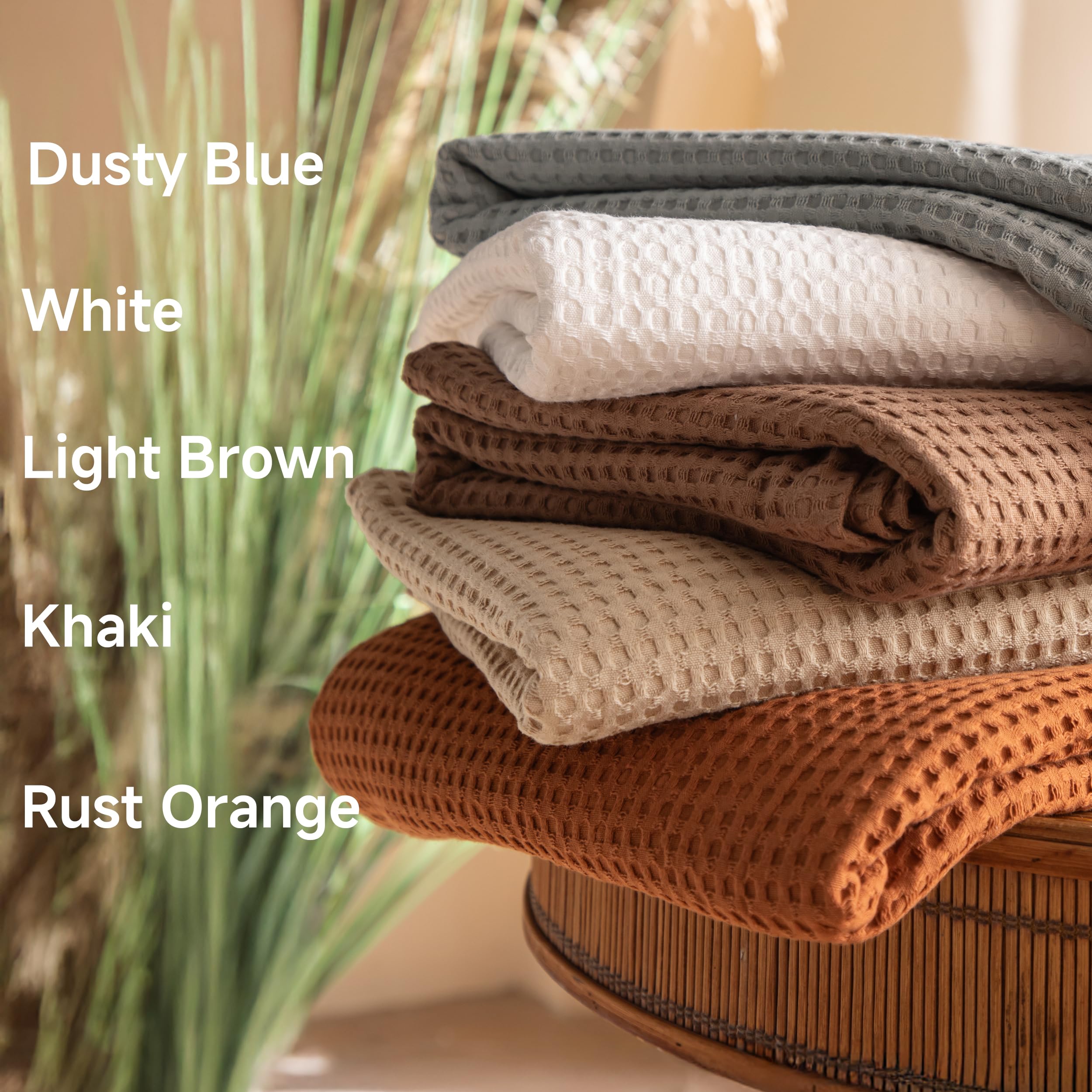 Simple&Opulence 100% Cotton Waffle Weave Throw Blanket 40"x50", Soft Lightweight Breathable Cozy Washed, Layer Blanket for Couch Bed Sofa, Farmhouse Home Decor for Adults All-Season, Rust Orange