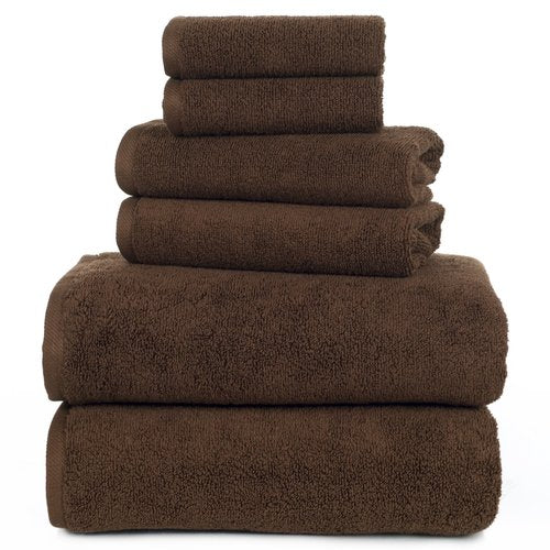 100 Percent Cotton Towel Set, Zero Twist, Soft and Absorbent 6 Piece Set With 2 Bath Towels, 2 Hand Towels and 2 Washcloths (Chocolate) By Lavish Home