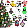 Skiennix 36 PCS Halloween & Christmas Nightmare Ornaments - Wooden Hanging Decor for Home & Parties