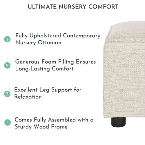 Evolur Holland Upholstered Ottoman in Thunder, Foot Rest Stool for Nursing Moms, Tool-Free Assembly, Made for Every Décor
