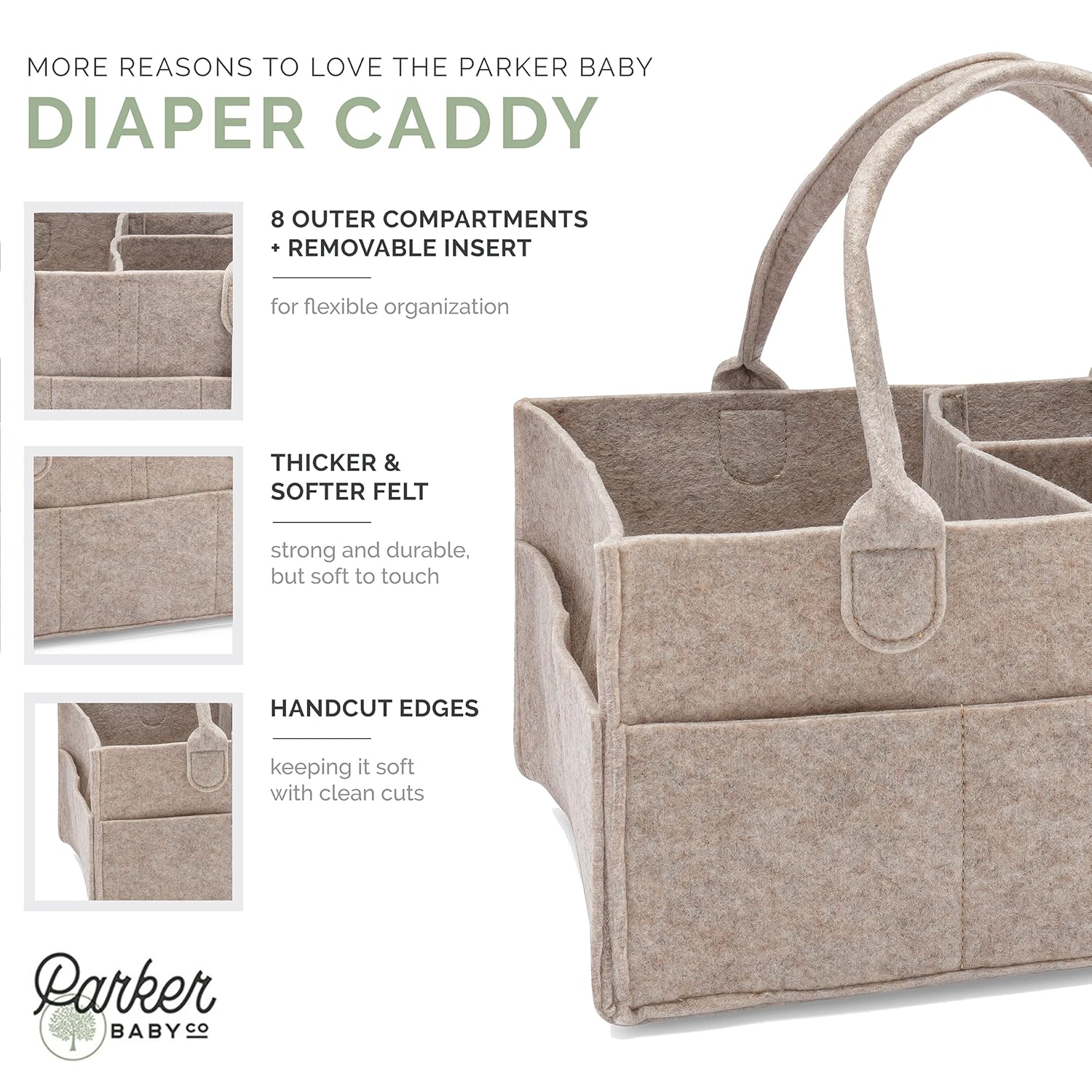 Parker Baby Diaper Caddy - Versatile Nursery Storage Bin & Car Organizer for Diapers - Oatmeal