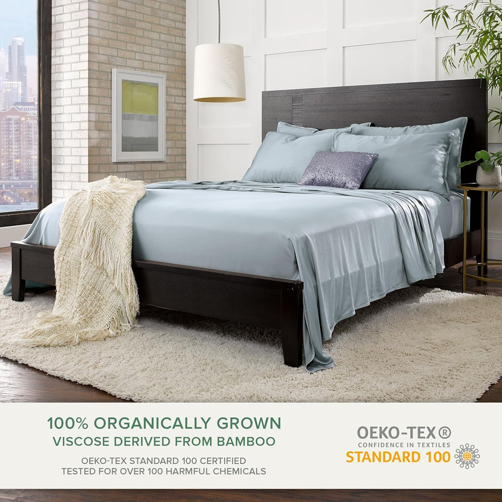 Pure Bamboo California King Sheets - 100% Organic Viscose Bed Set, Soft & Cooling | Sterling Blue