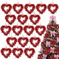 Lyrow 12 Pcs Red Valentine Heart Tree Ornaments Valentine Heart Wreaths Tinsel Hanging Love Decorations Romantic Tree Ornaments for Wedding Window Home Wall