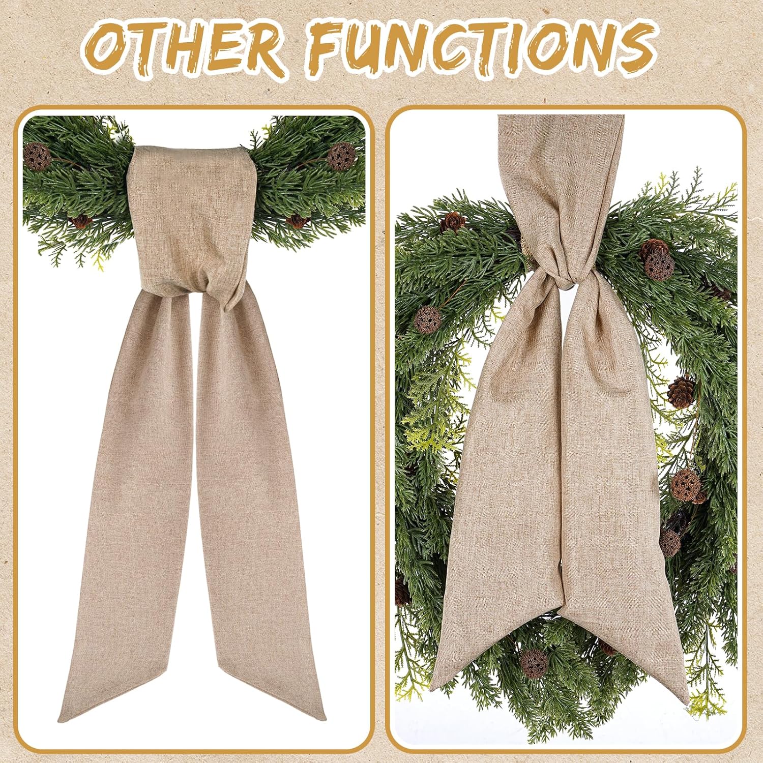 Rustic Wreath Sash by [Brand Name] - 2 Pcs 55.5 Inch Blank Sashes for Farmhouse Door Decor