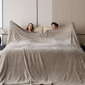 Oversized King Fleece Blanket 120x120 Inches, Seamless Soft Cozy 3D Jacquard Flannel Blanket 10'x10' Extra Large for Bed, Sofa, Travel & Camping, California King Throw, Taupe - Oval Pattern