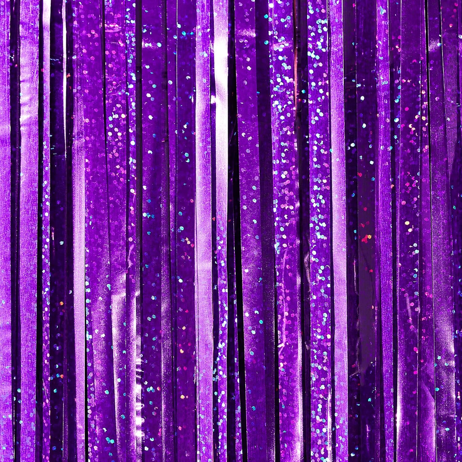 PartyWoo Purple Foil Fringe Curtain Backdrop - 2 Pack 3.3x6.6 ft Metallic Tinsel for Events