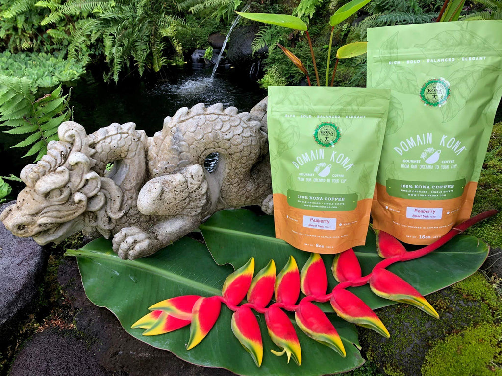 100% Kona Coffee – GROUND, Medium roast, Single estate gourmet coffee, 16 ounces, Farm fresh roasted from Domain Kona Coffee