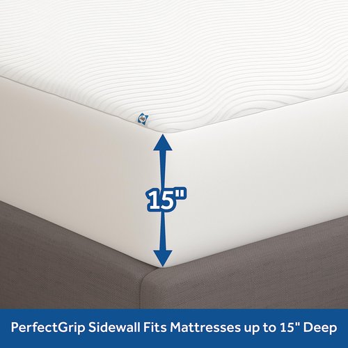 Sealy Clean Protection Waterproof Fitted Mattress Protector King Comfort Soft Knit Top Sidewall Mattress Cover (White)