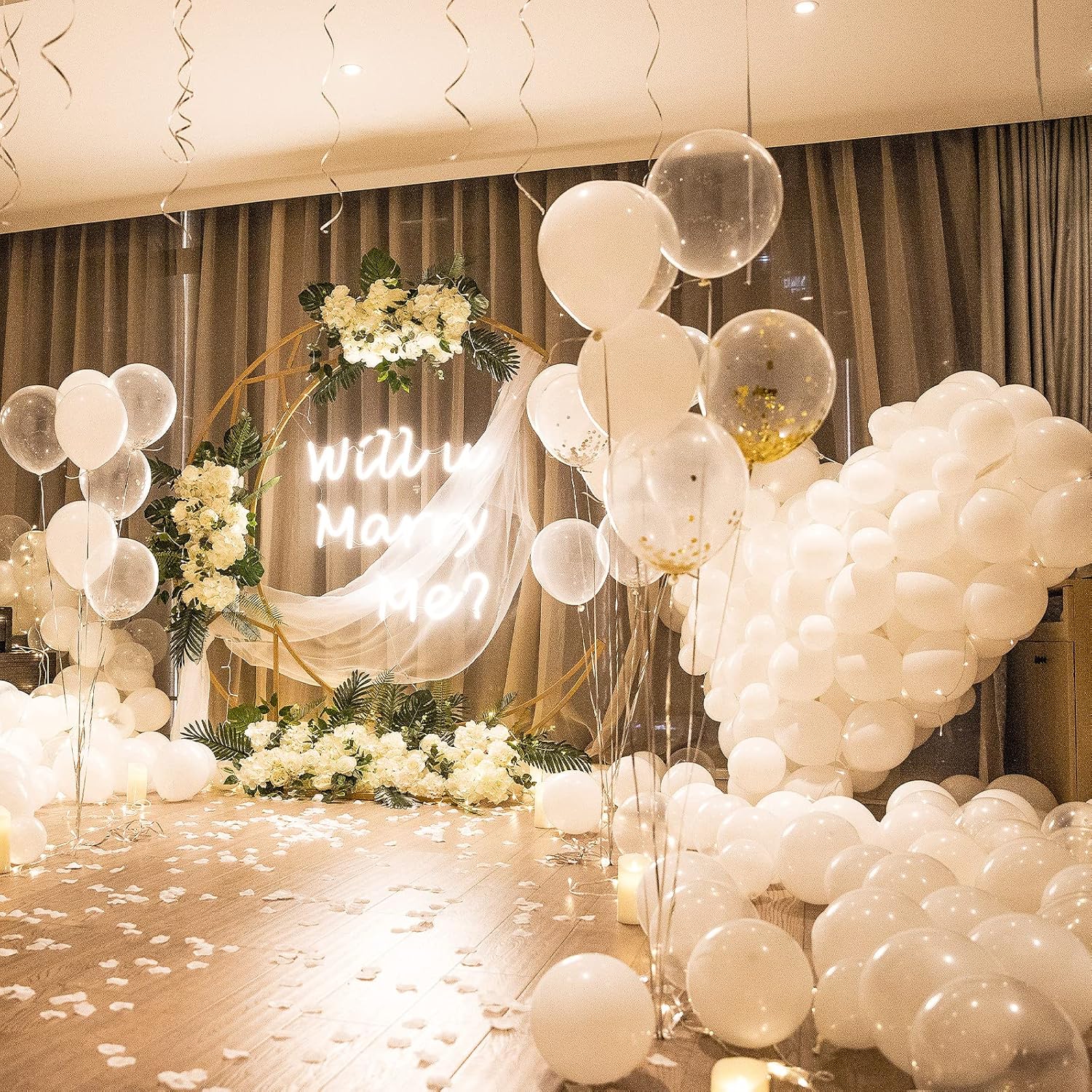 White Balloons 18 Inch - Large Latex Helium Balloons for Weddings, Birthdays & Baby Showers | 12 Pack