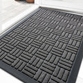 OLANLY Heavy-Duty Front Door Mat - Absorbent Natural Rubber, Non-Slip, 29.5x17 Inches | Grey