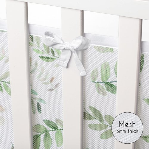 Sweet Jojo Designs + BreathableBaby 2-Piece Breathable Mesh Crib Liner Set (Green Boho Floral Leaf) for Boys/Girls, Baby, Infants/Newborn Nursery (Sage, Bohemian, Watercolor, Botanical, Woodland)