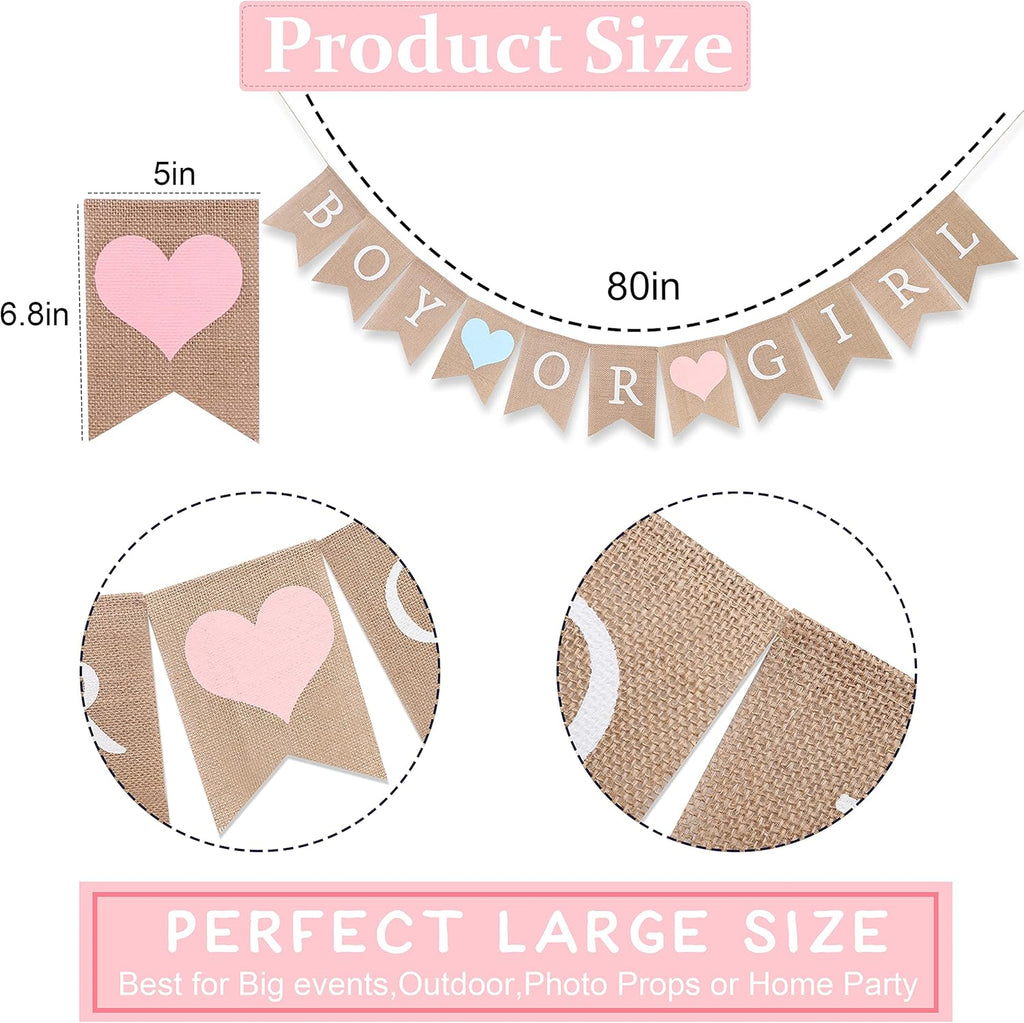 Rustic Burlap Banner by Boy or Girl | Charming Gender Reveal Decor for Baby Showers