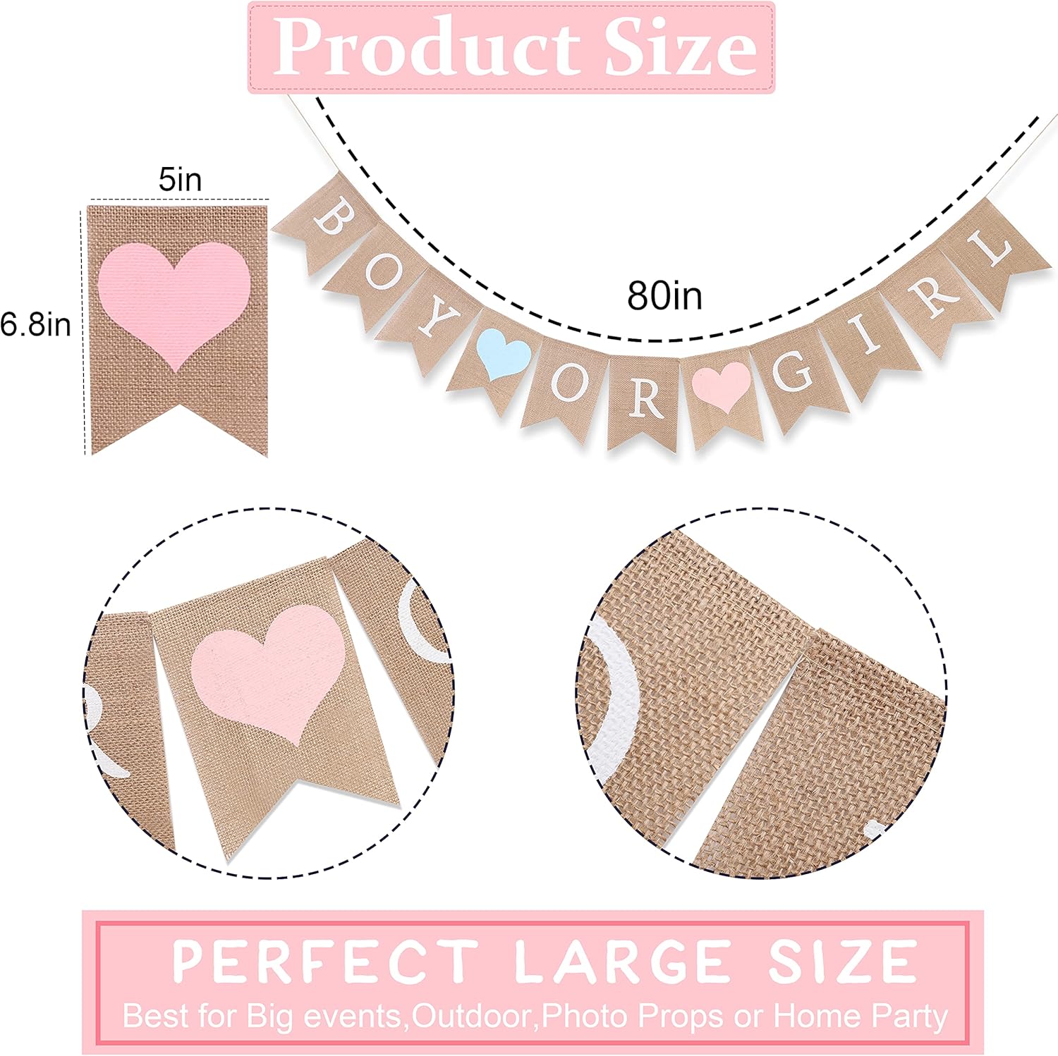 Rustic Burlap Banner by Boy or Girl | Charming Gender Reveal Decor for Baby Showers