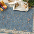 Hazo Haus Boho Accent Area Rug - Soft Non-Slip 7x10 Dusky Blue Design for Living Room & Bedroom