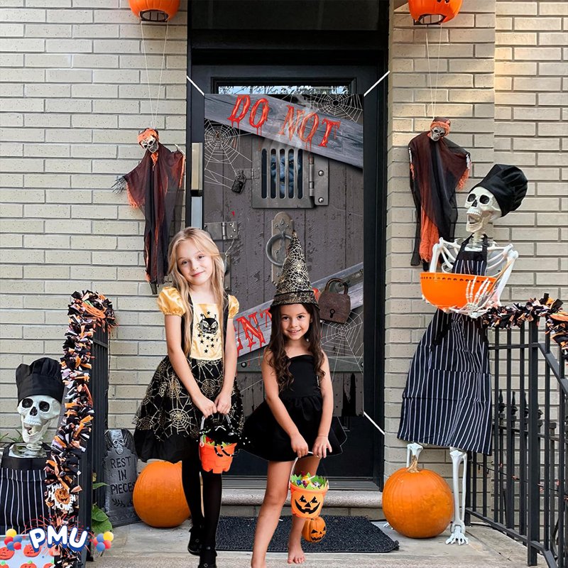 PMU Halloween Do Not Enter Door Cover - Spooky Halloween Decor, 1 Pack