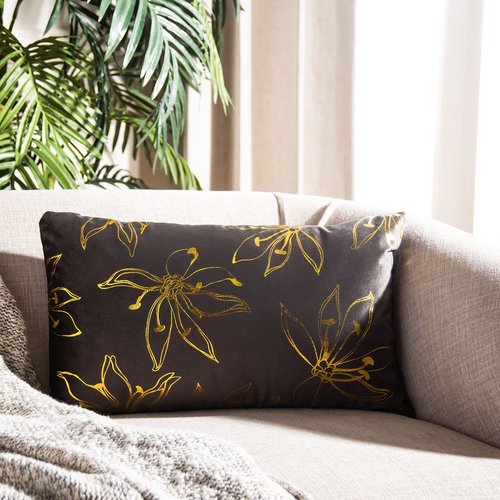SAFAVIEH Home Collection Yari Blossom 18-inch Grey/Gold Decorative Accent Pillow PLS7146A-1818, 19"x19"