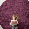 OLANLY Round Burgundy Area Rug - Soft, Fluffy, Machine Washable 9 ft Circle Carpet for Bedrooms & Living Rooms