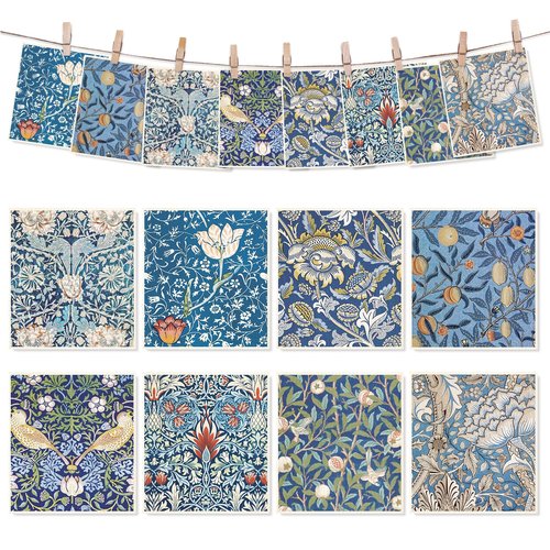 8Pcs Blue Floral Swedish Dishcloths Cotton Kitchen Towel Vintage Flower Absorbent Dish Towel for Home Kitchen Housewarming Cleaning, 7 x 8 Inch