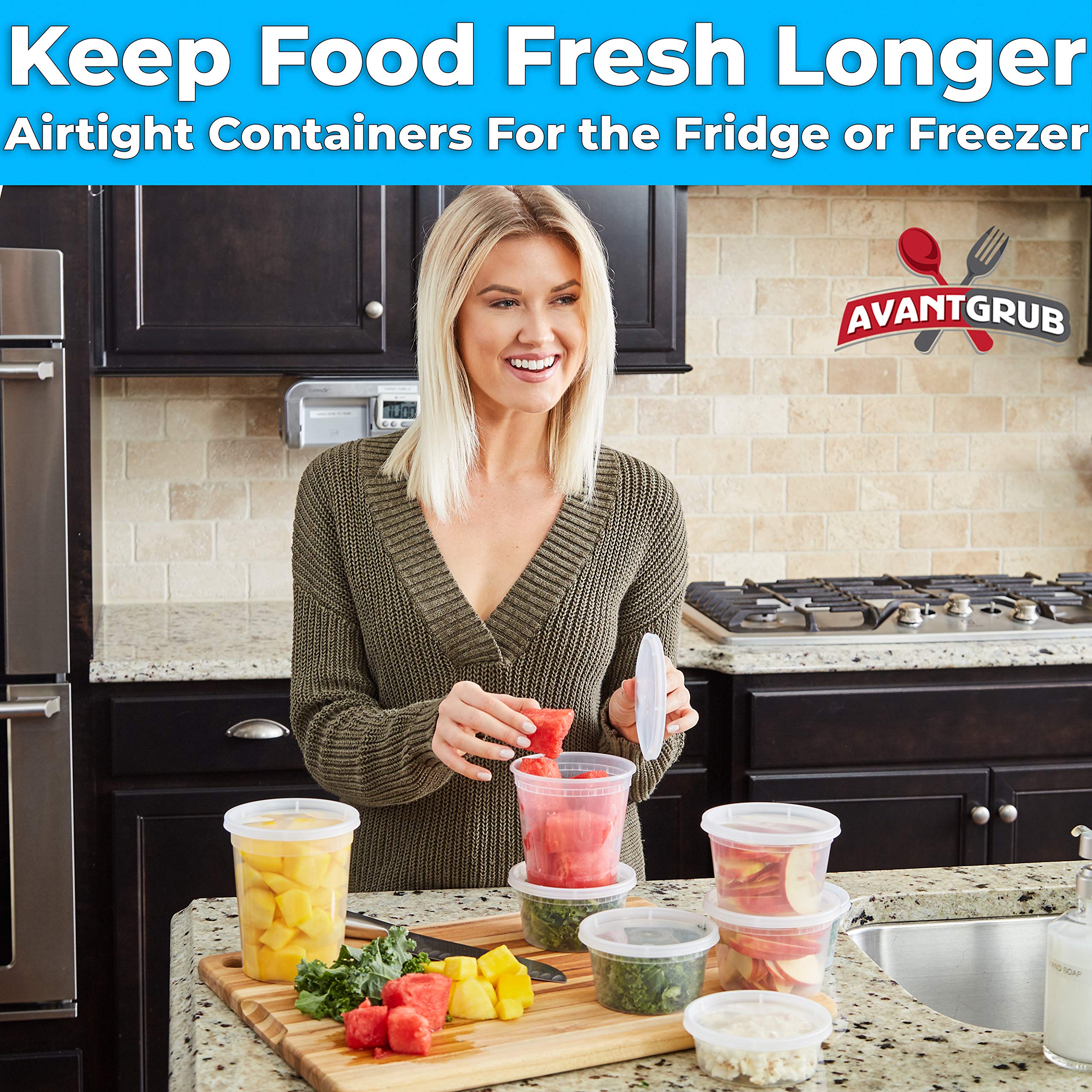 Deli-Grade BPA-Free 32oz Plastic Containers with Lids 24ct. Leakproof Microwavable Portion Container for To-Go Orders, Food Prep and Storage. Reusable Takeout Cups for Restaurant, Cafe and Catering.