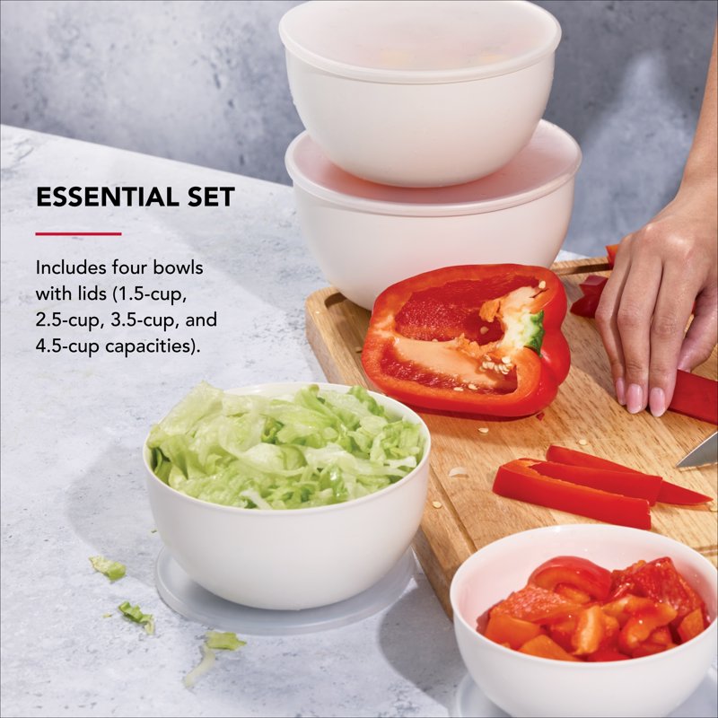 7-Piece Plastic Nesting Mixing Bowl Set with Lids - Porcelain