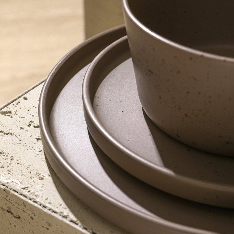 16-Piece Brown Matte Stoneware Dinnerware Set - Celina