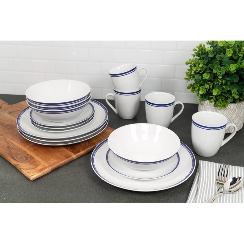Ceramic Dinnerware Set - 16-Piece Coupe Set, Blue