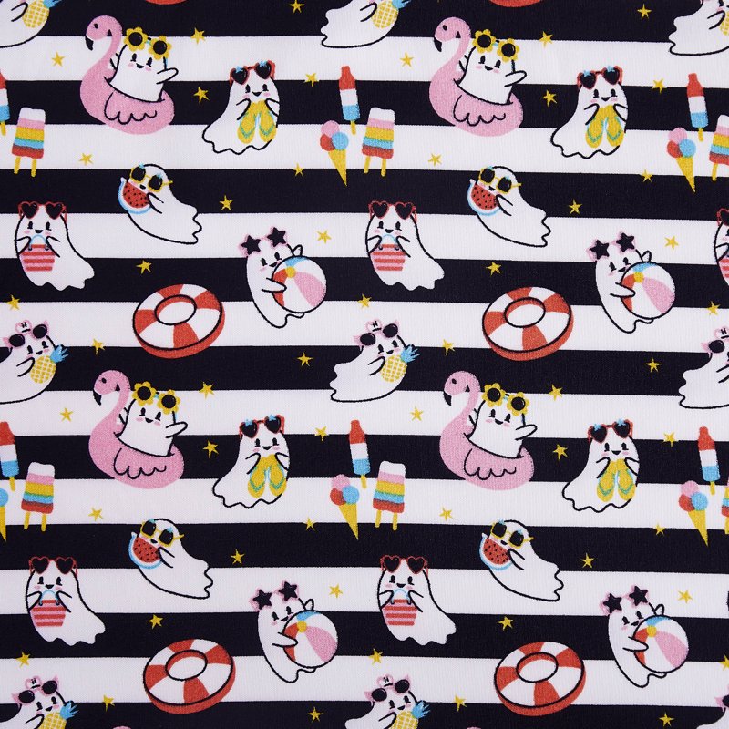 Full Sheet Set with Nautical Ghosts Print - Black & White Bed Linens - 4-Piece, Summerween Style Variation of THIS listing