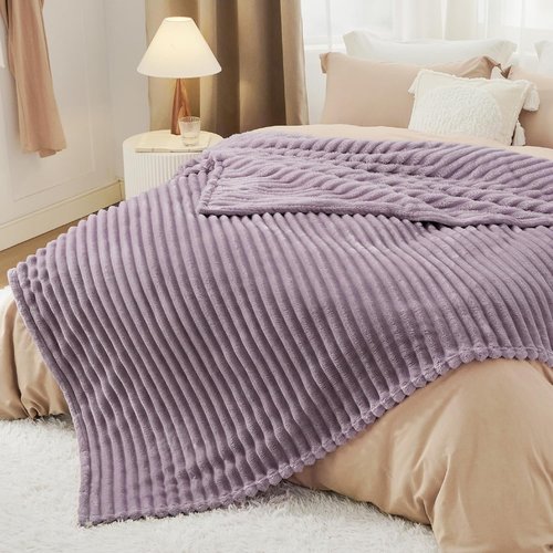 Bedsure GentleSoft Fleece Blanket - Cozy Light Purple Throw for Couch, 108x90 Inches