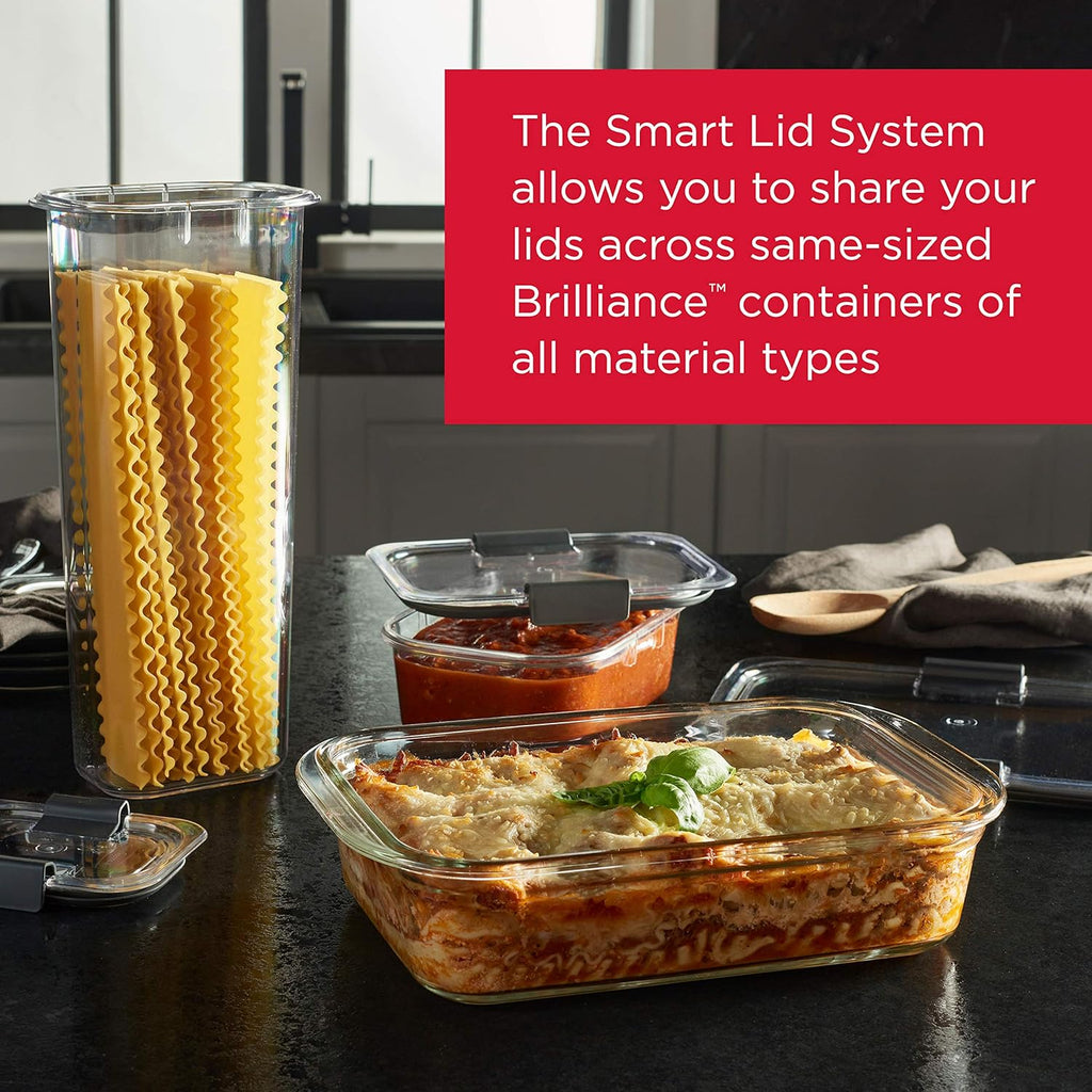 Rubbermaid Brilliance Glass Food Storage Containers - 3.2 Cup | Set of 4, BPA-Free & Leak-Proof