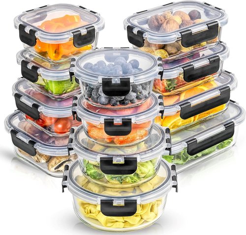 JoyJolt 24pc Borosilicate Glass Storage Containers - Airtight & Freezer Safe Meal Prep Set | Kitchen & Pantry Organization