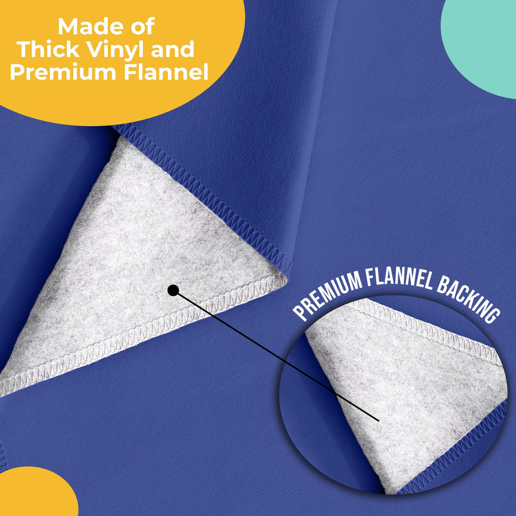 Exquisite Blue Vinyl Tablecloths - 54 in. X 70 in. - Pack of 3 Rectangle Tablecloths with Flannel Backing - Plastic, Reusable & Waterproof