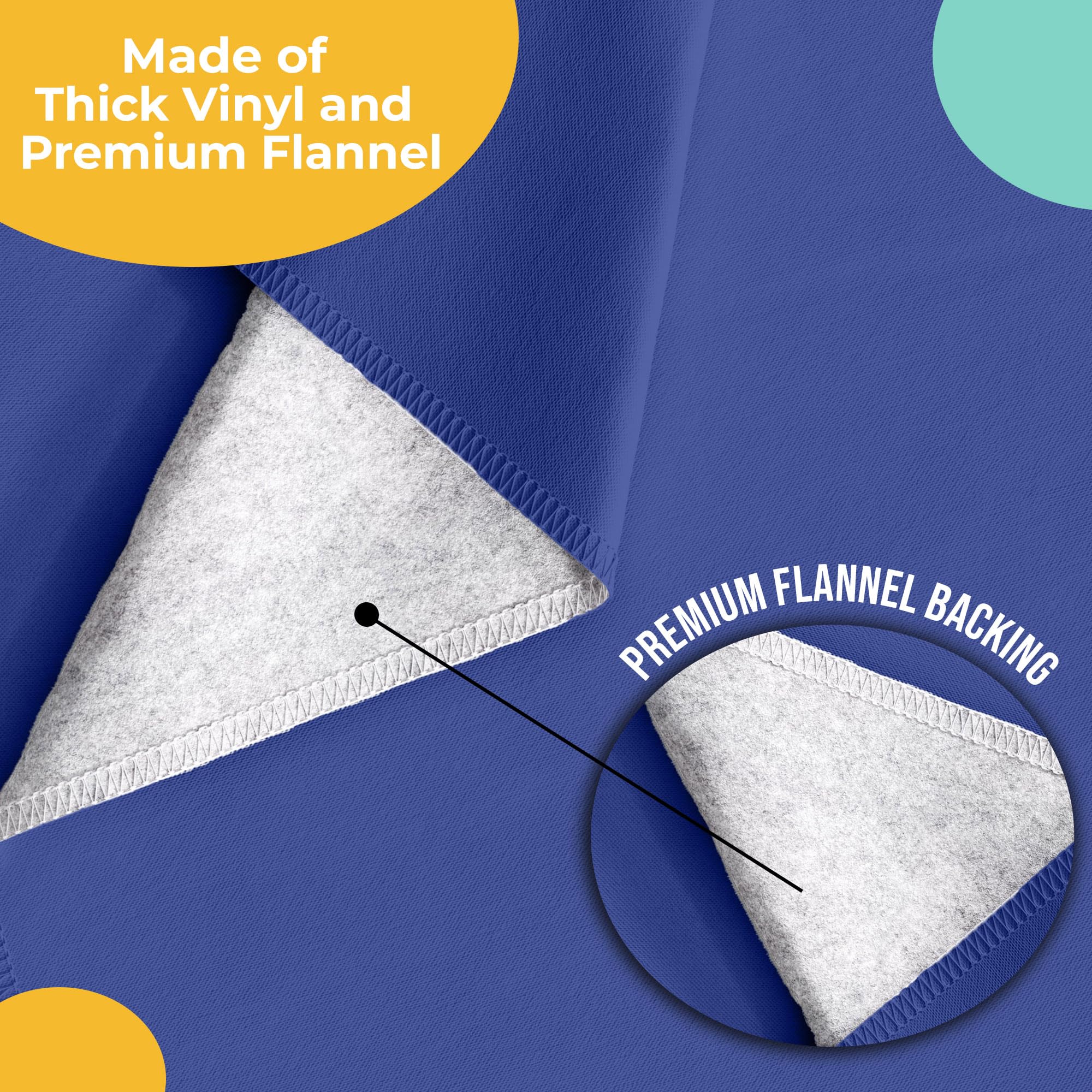 Exquisite Blue Vinyl Tablecloths - 54 in. X 70 in. - Pack of 3 Rectangle Tablecloths with Flannel Backing - Plastic, Reusable & Waterproof