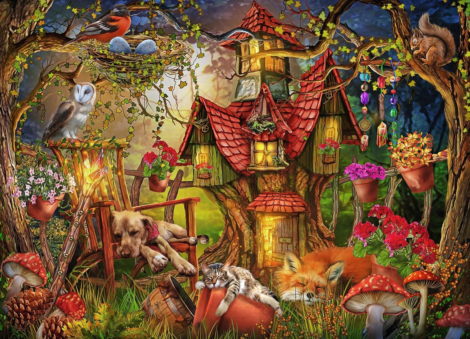 Vermont Christmas Company Sleepy Time Simple Sections® Jigsaw Puzzle - 1000 Pieces - 24 Sections for Custom Difficulty