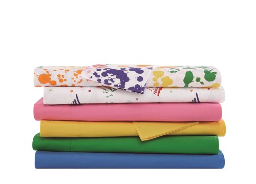 Crayola Cotton Percale Solid Blue Twin 3 Piece Sheet Set