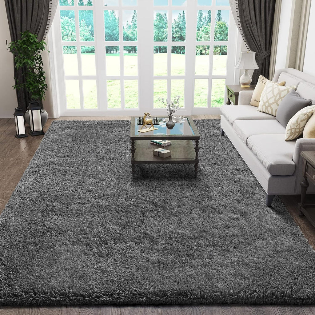 Ophanie Area Rug - Soft Non-Slip Fluffy 5x8 Shag Carpet in Grey | Perfect for Living Room & Bedroom Decor