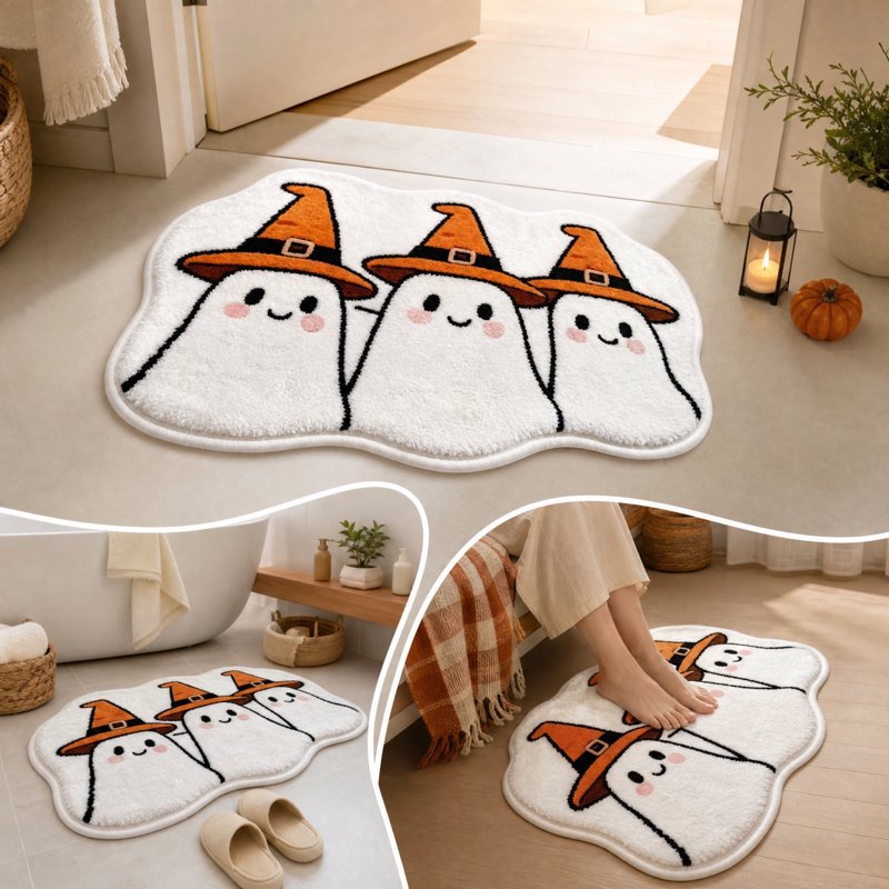 Halloween Ghost Doormat with Grip-Enhanced Indoor Floor Mat – Ghost Bath Mat Variation of THIS listing