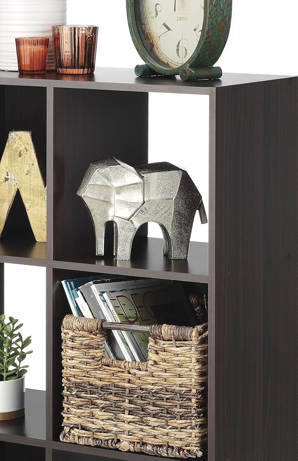 Whitmor 9 Cube Storage Organizer - Stackable MDF Wood Bookcase for Home & Office | Espresso Finish, 35.5"L x 11.7"W x 35.5"H