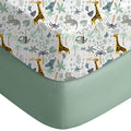 Yoofoss Fitted Baby Crib Sheets - Super Soft Microfiber 2-Pack for Standard Crib & Toddler Mattress | Green & Giraffe Design 28x52x8in