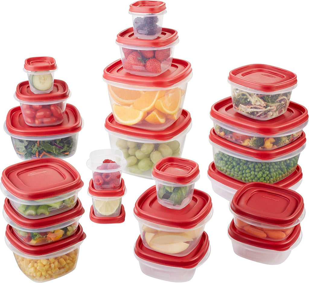 Rubbermaid Easy Find Lids | 42-Piece Food Storage Container Set in Racer Red - Organized & Convenient