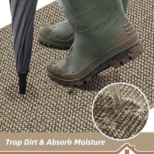 BEQHAUSE Dirt Trapper Door Mat - Non-Slip, Washable, Absorbent Entrance Mat | 24" x 36", Light Beige