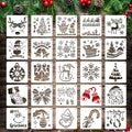 Regine Switzerland 25 Pcs Christmas Stencils - Reusable 6x6 Inch Templates for DIY Crafts & Decorations