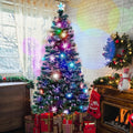 Juegoal 6 ft Pre-Lit Christmas Tree - RGB Color Changing LED Lights & Snowflakes | Artificial Xmas Tree with Metal Legs