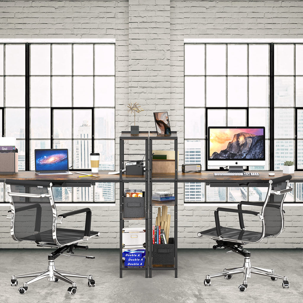 SHW 46-Inch Home Office Mission Computer Desk with Side Shelf and Drawer, Rustic Brown