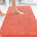 OLANLY Bath Rugs - Extra Soft Chenille, Quick-Dry Rubber Backing | 36x24 Coral Machine Washable Mats