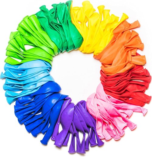 Dusico® Rainbow Balloons Set - 100 Pack of 12-Inch Assorted Bright Colors | Durable Latex for Helium or Air Use